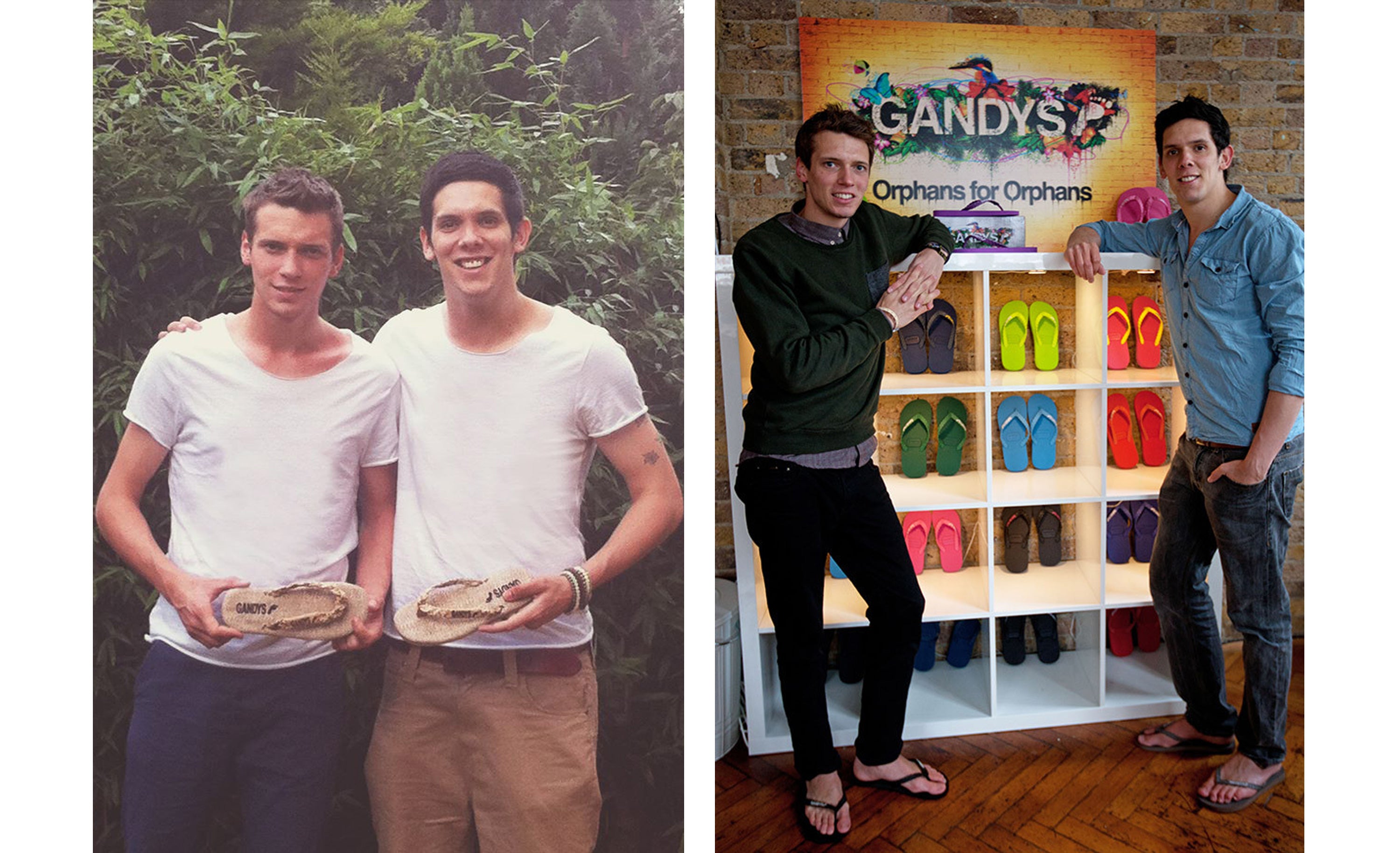Gandys Brothers holding their Flip Flops