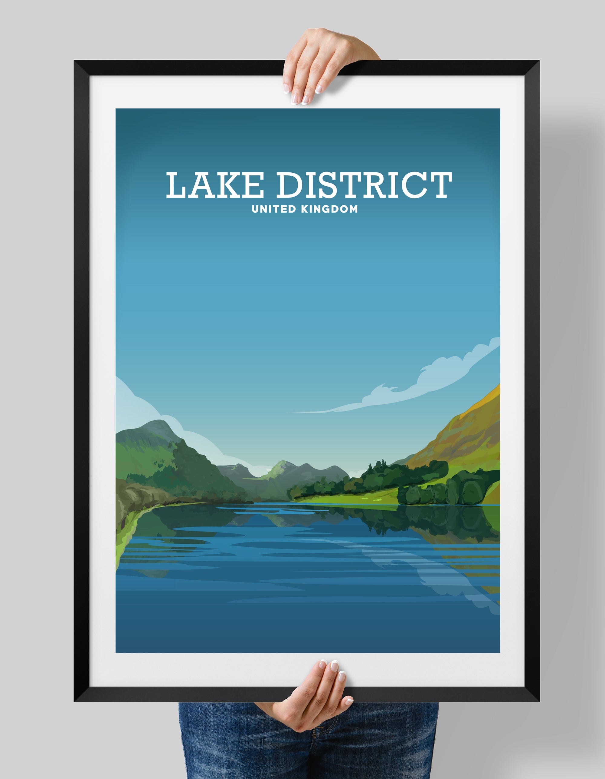 Lake District Print, Lake District Poster, Lake District Art Hill