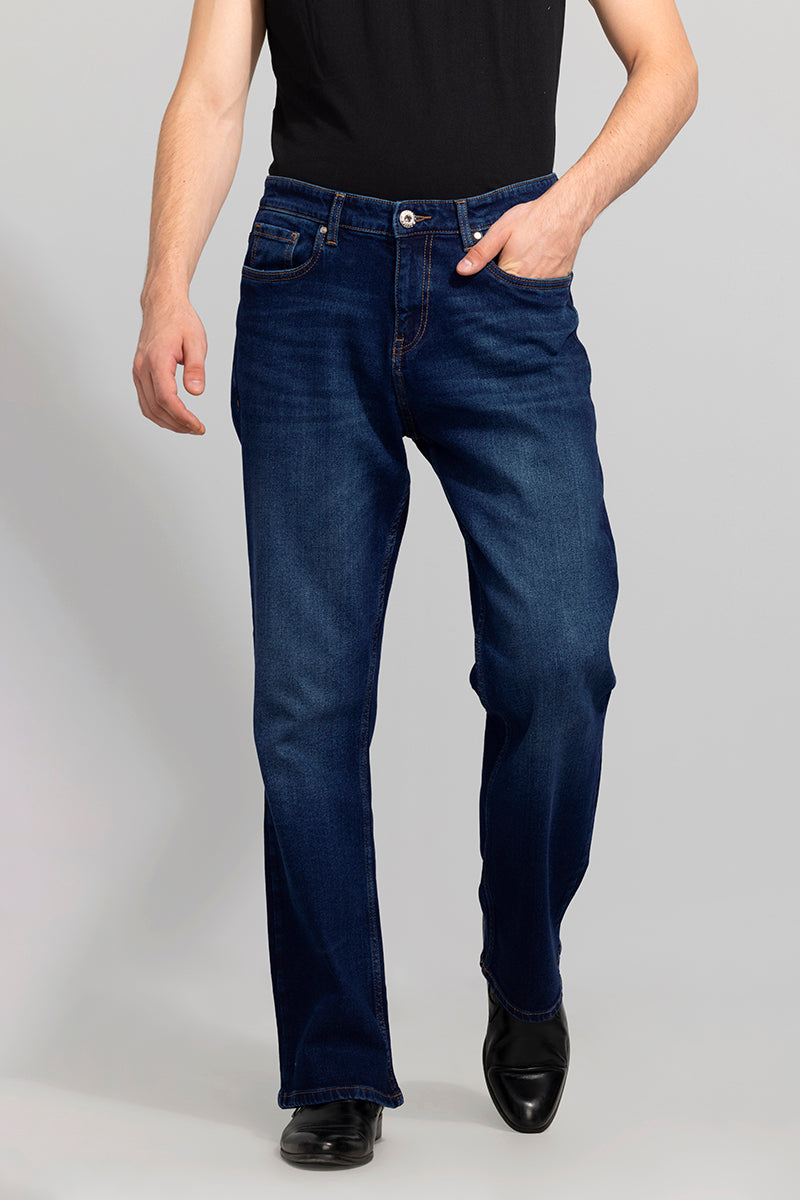 Buy Men's Edgar Blue Shaded Bootcut Jeans Online SNITCH