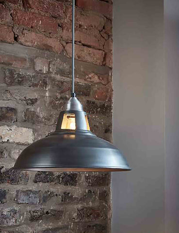 Industrial Vintage Old Factory Dark Pewter Pendant Light by Industville | The Den & Now