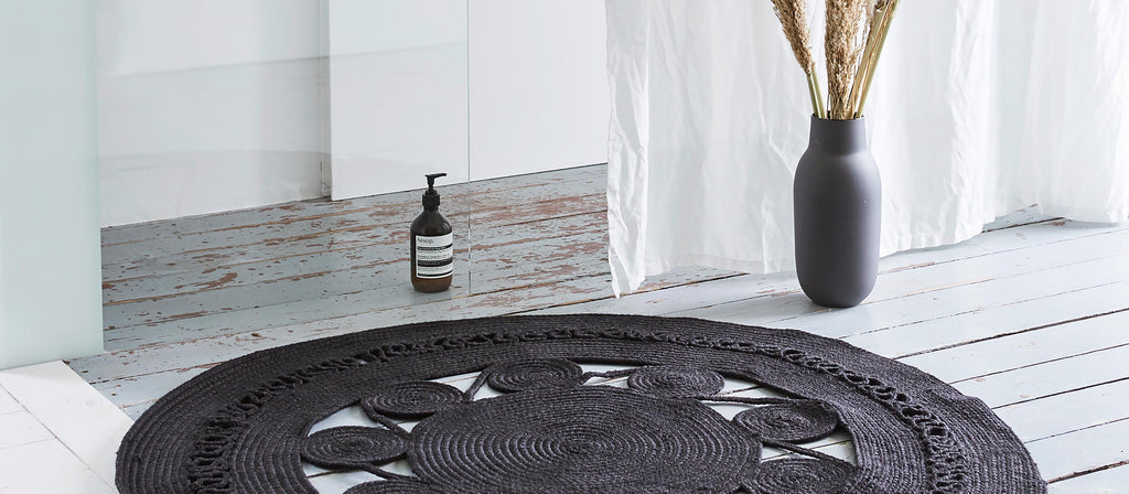 New Arrivals | Mandala Black Braided Round Rug | The Den & Now