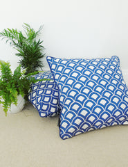 Blue Moroccan Print Cushion | Buy Stylish Homeware | The Den & Now