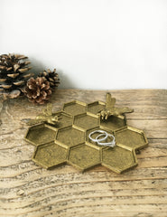 Brass Bee Hive Jewellery Dish