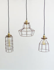 Simple Industrial Wire Cage Pendant Ceiling Light | The Den & Now