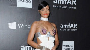 rhiana nipple pasties see through dress