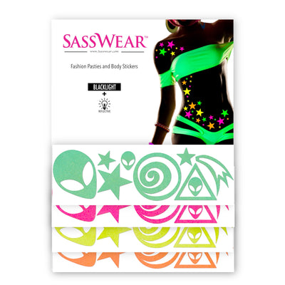 Alien/Space Blacklight Body Stickers-40 Pk - Sasswear