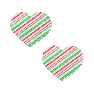 Glitz Nips Candy Striped Christmas Heart Nipple Pasties