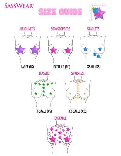 Sasswear size guide for pasties coverage
