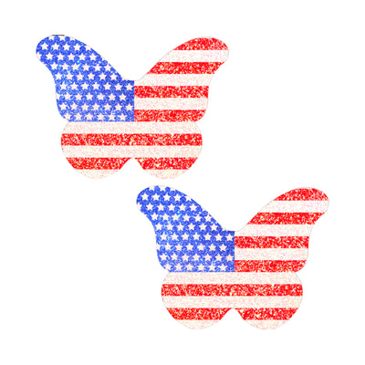 American Flag Butterfly Red, White, Blue Glitz Nips Pasties