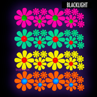Daisy Neon Blacklight Reflective Body Stickers, 40pk-Sasswear