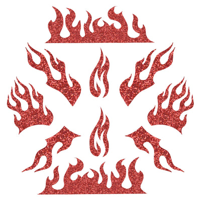 Flaming Fire Red Glitter Body Stickers