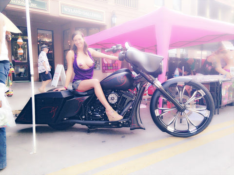 key west bike week led pasties model on bike