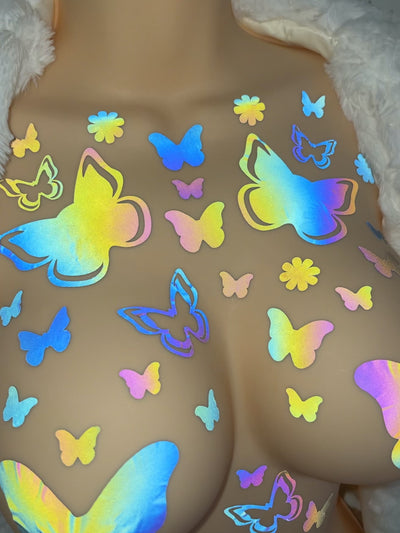 butterfly rainbow reflective body stickers 