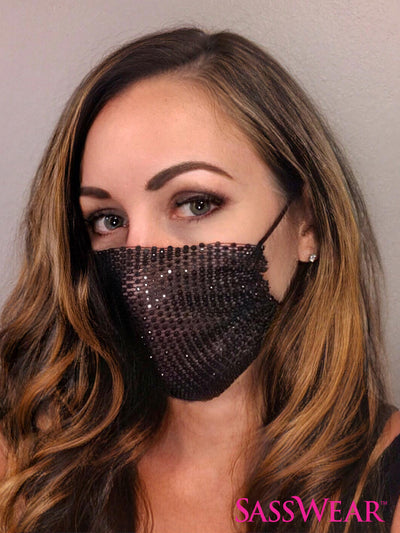 Face Mask Cover - Mesh Rhinestone