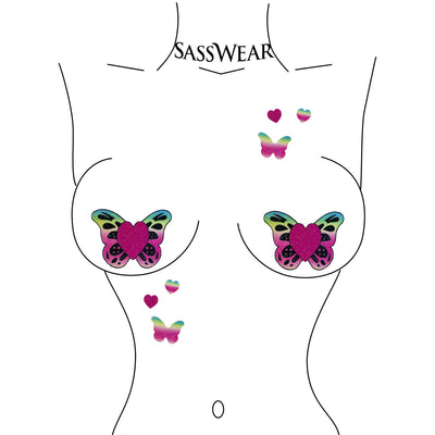 Glitter pasties body stickers rainbowbutterfly by Sasswear
