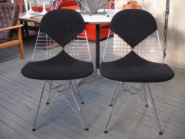 Chair Pair Of Eames Dkr 2 Dining Bikini Rod Wire Chairs In Black