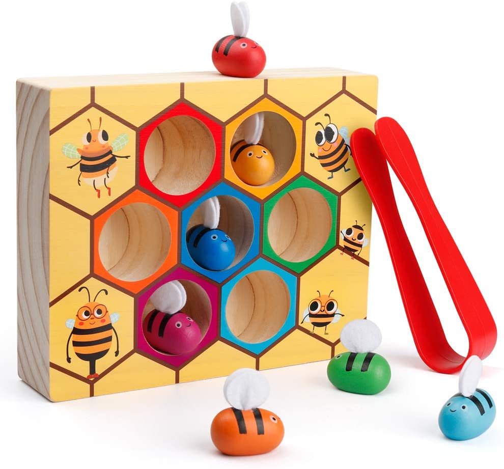 Montesorri Toys - Clamp Bee to Hive Matching Game 2Y+