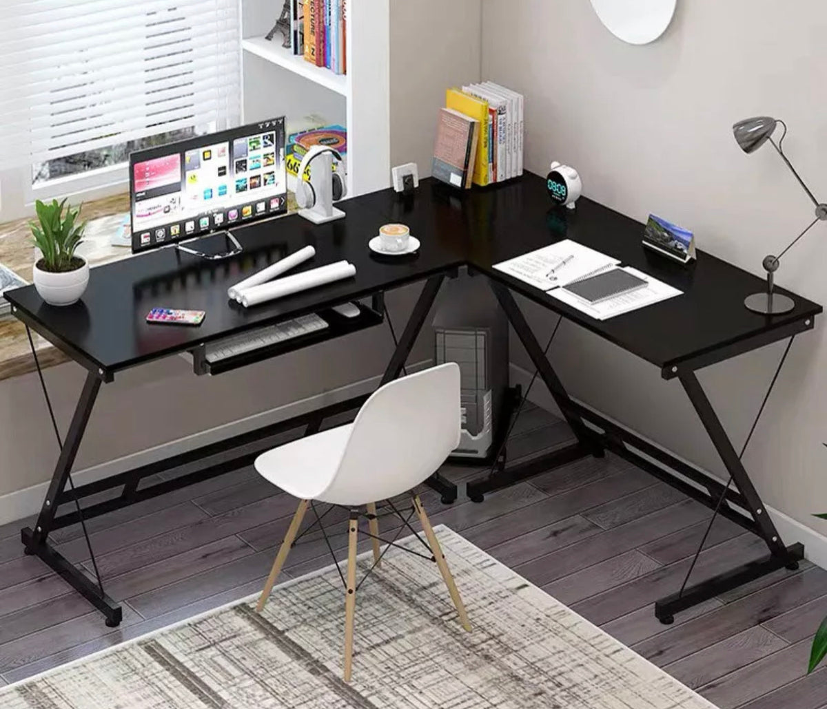 corner desk with computer stand