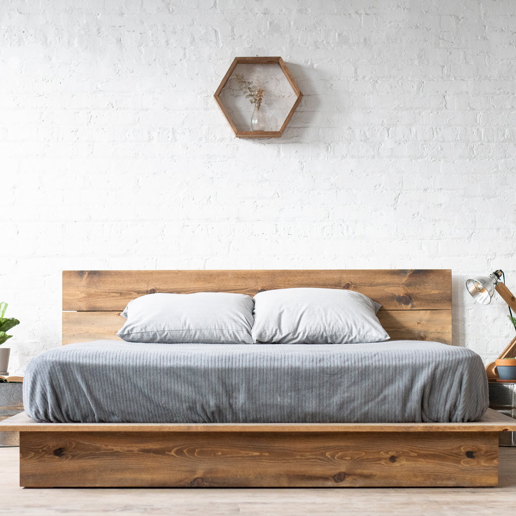 Low Pro Rustic Modern Platform Bed Frame and Headboard Loft Style