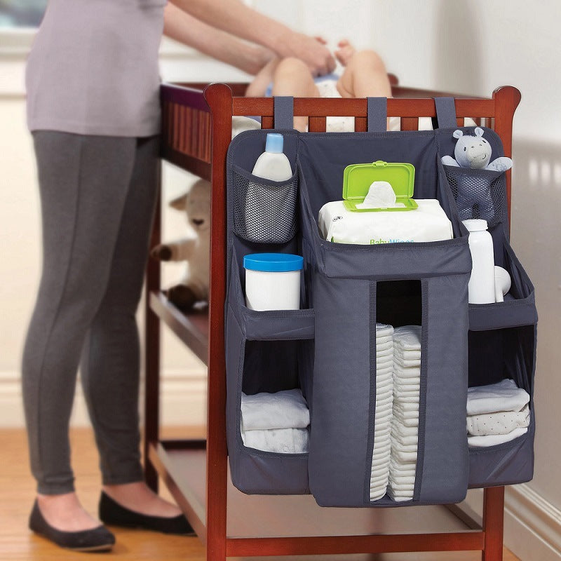 Baby Crib Storage Bag Hanging Diapers Nursery Bed Bedside Organizer C 