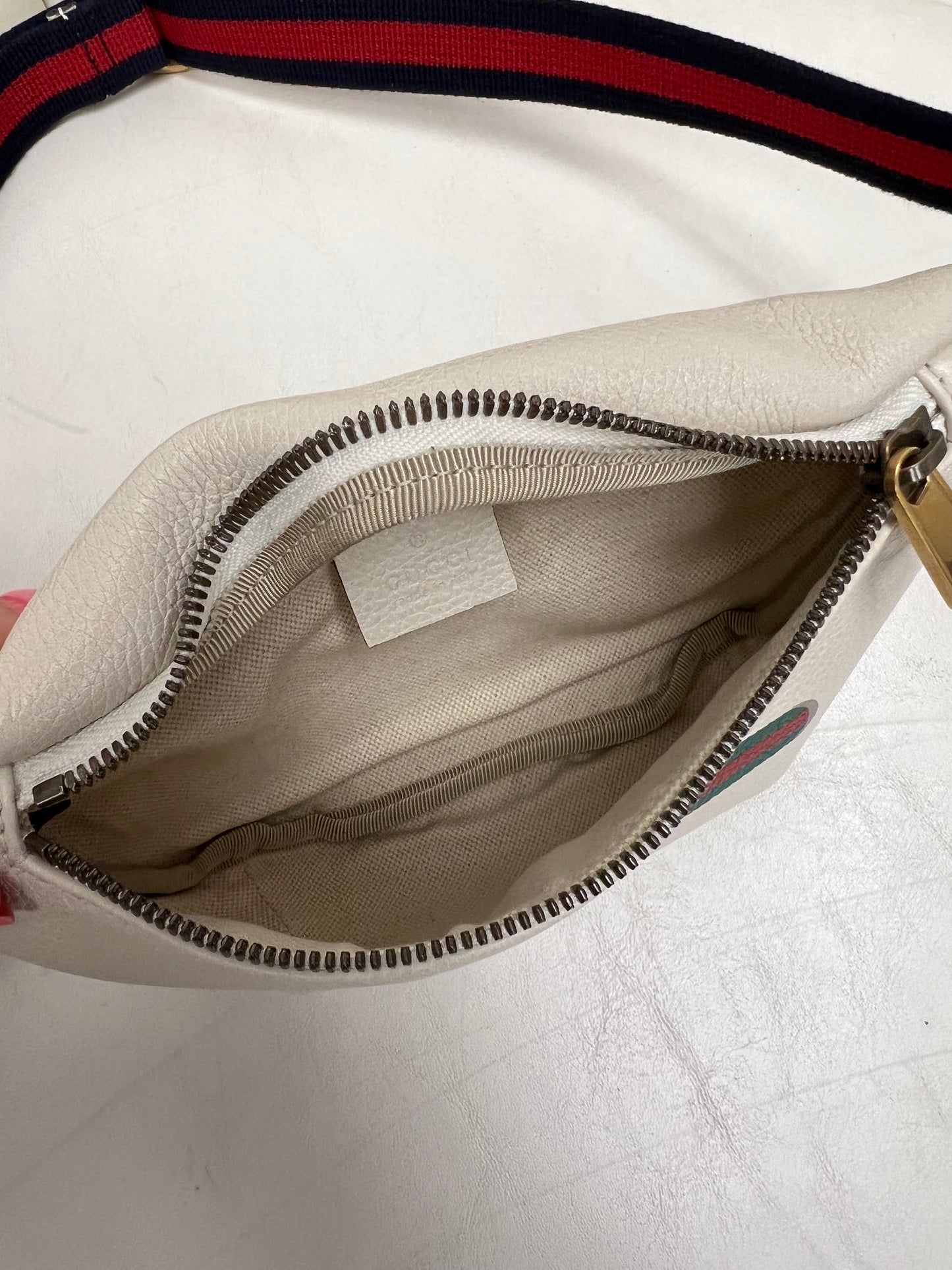 Gucci White Leather Belt Bag