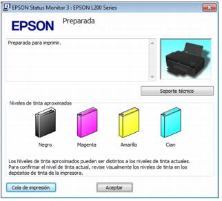 Niveles de tinta en impresora EPSON