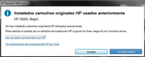 Cartucho HP 302 usado anteriormente