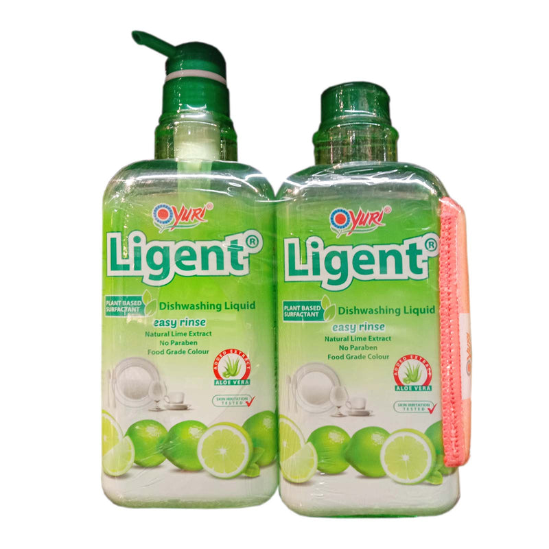 Yuri Ligent Anti-Bacterial Dishwashing Detergent Lime 1L x 2