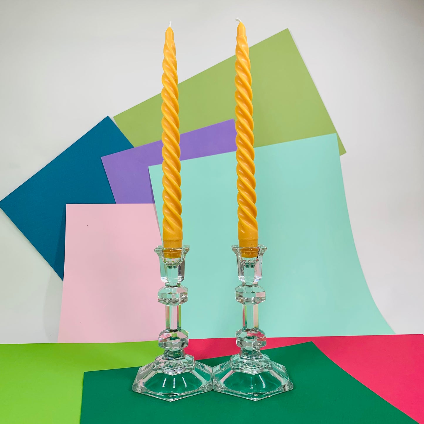 Vintage Art Deco revival crystal candle holders