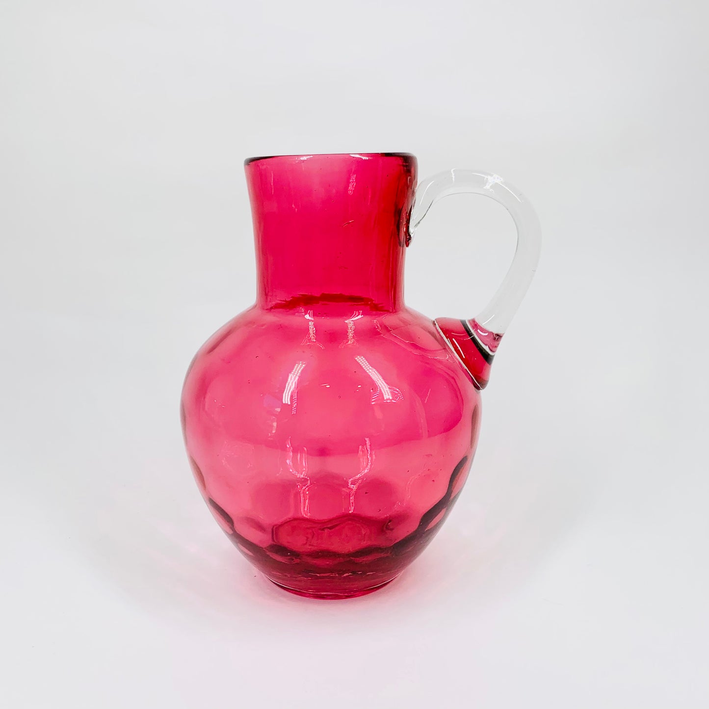 Antique Victorian dimple cranberry/pink glass jug