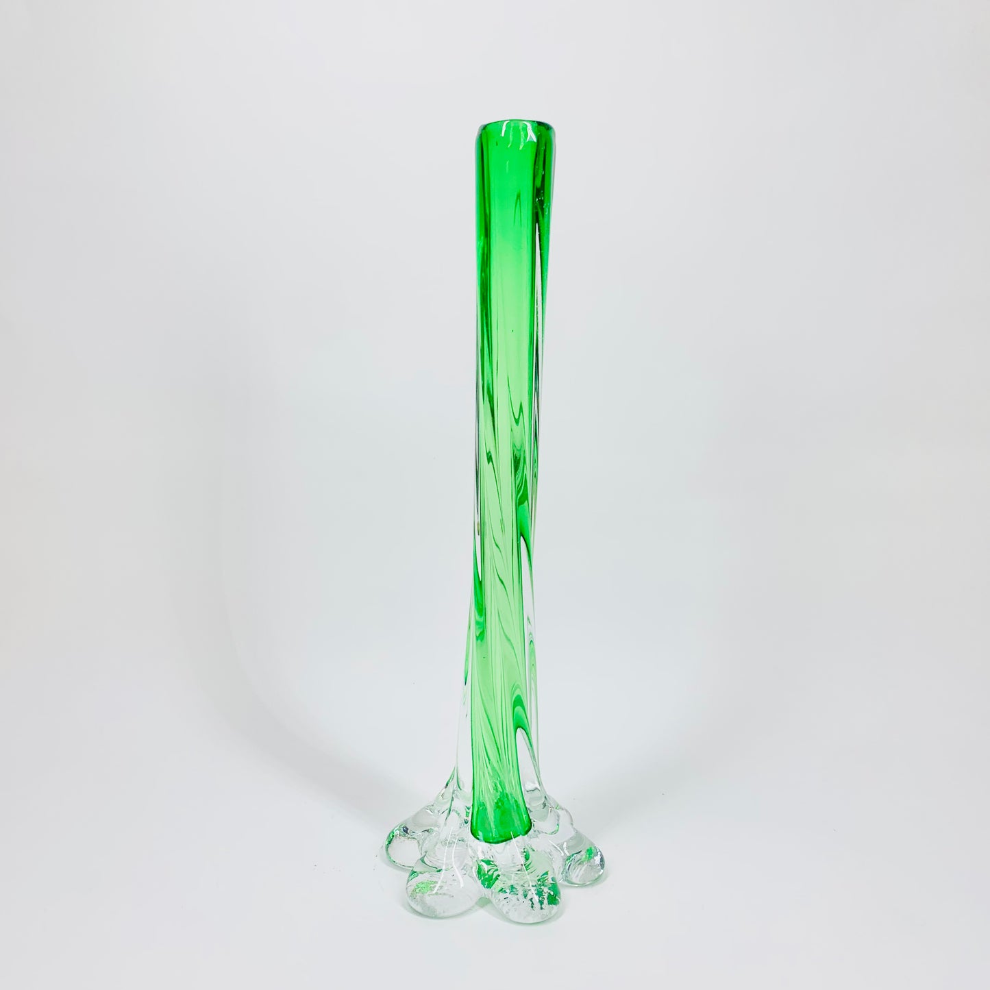 Vintage mouth blown Italian sommerso glass petal foot vase