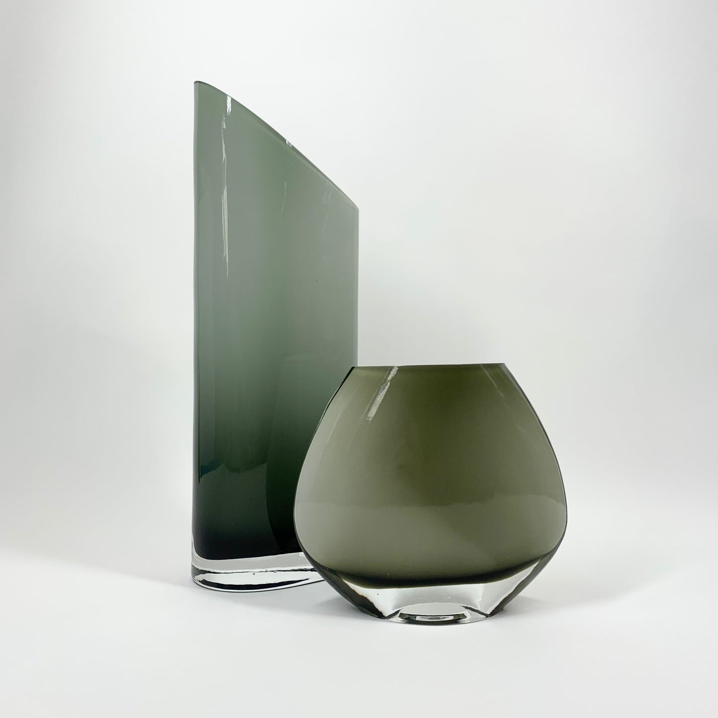 Vintage cased white grey glass tear drop vase
