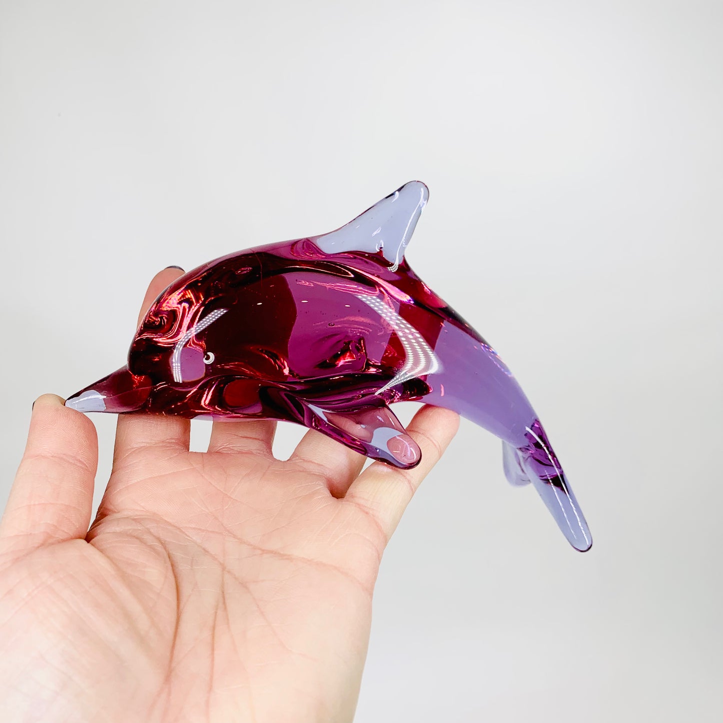 Vintage Murano neodymium glass dolphin