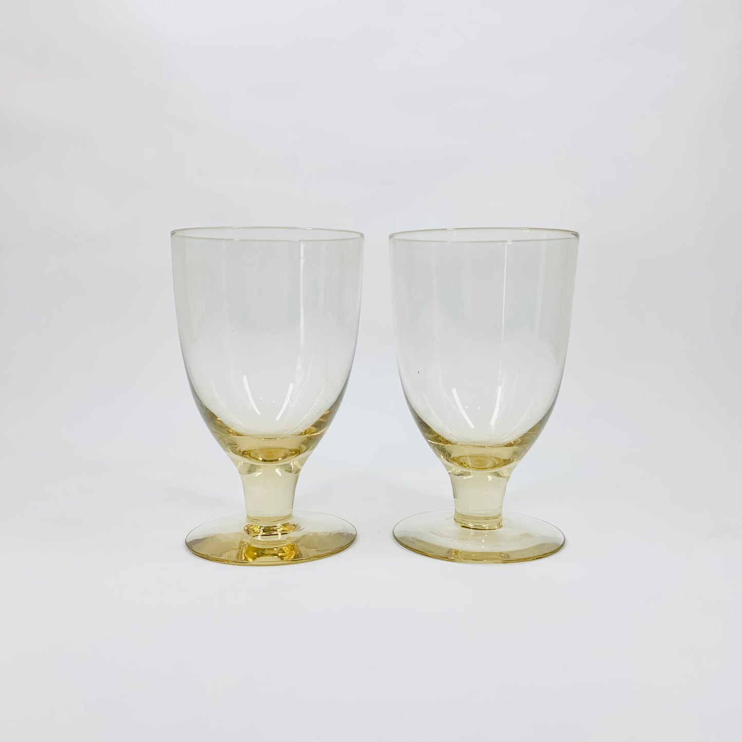 Rare Midcentury Swedish citrine short stem wine glasses