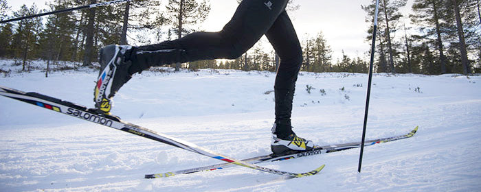 Cross country skier doing diagonal stride 