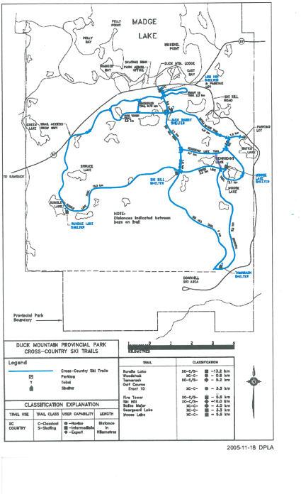 Map of Duck Mountain Ski Trails