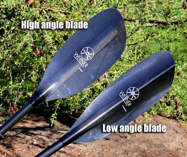 kayak paddle low and high angle blades