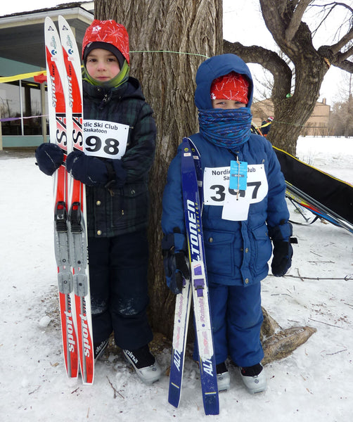 Kids with cross country skis