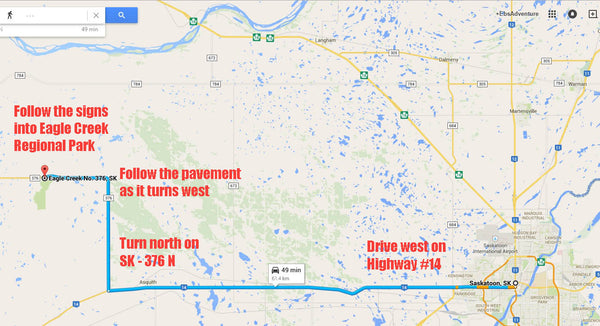 Saskatoon to Eagle Creek Regional Park SK