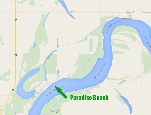 Paradise Beach canoe launch Saskatoon