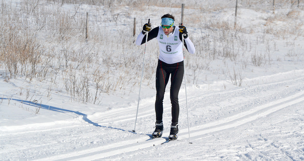 Cross country skier double poling 