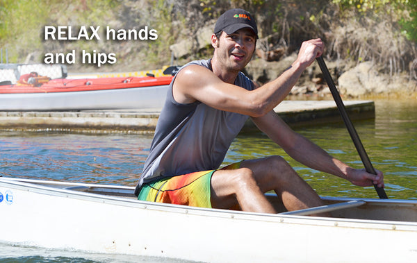 relax hands and hips paddling technique