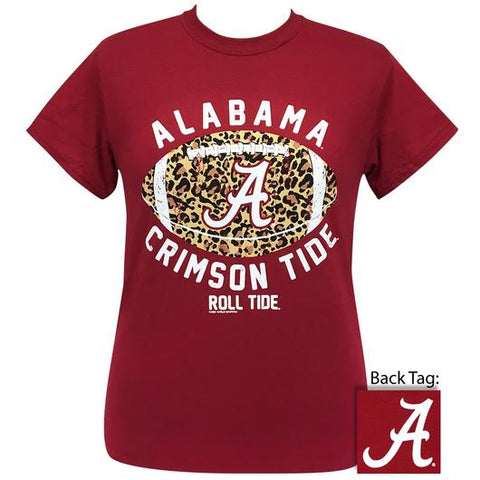 Alabama Crimson Tide Leopard Football T-Shirt
