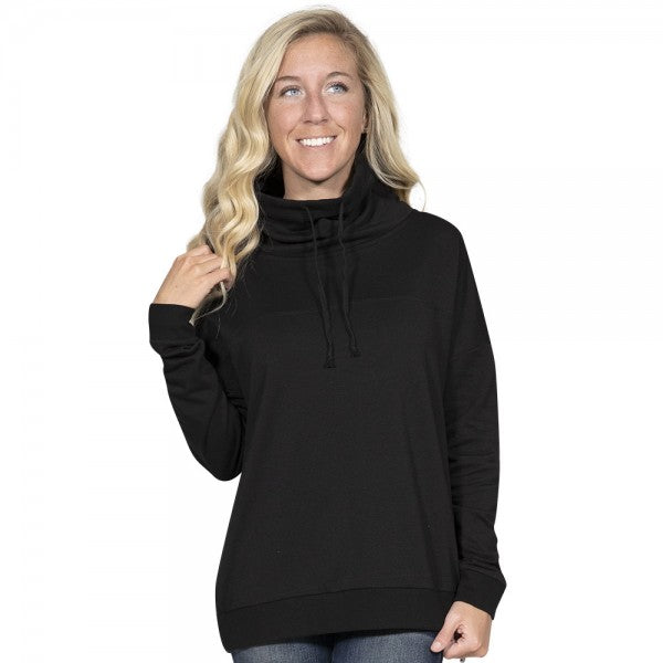 cowl neck pullover sweatshirt