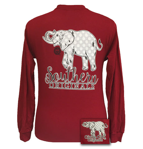 Girlie Girl Southern Polka Dot Happy & Preppy Elephant Long Sleeve T Shirt
