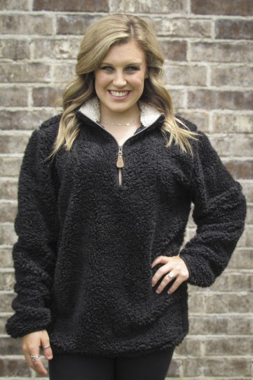 black sherpa pullover