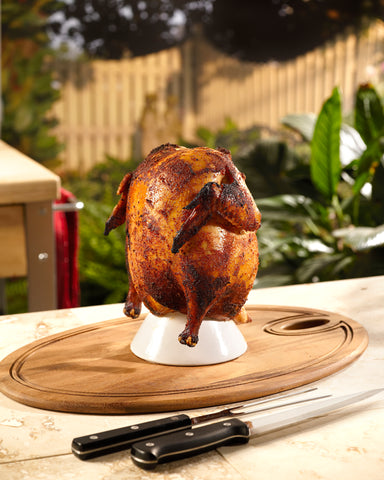 Vertical ceramic turkey roaster for Big Green Egg