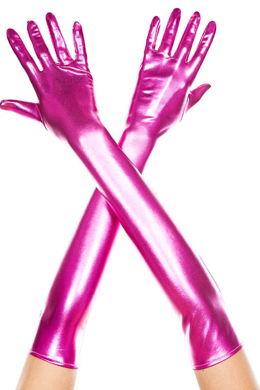 pink metallic gloves