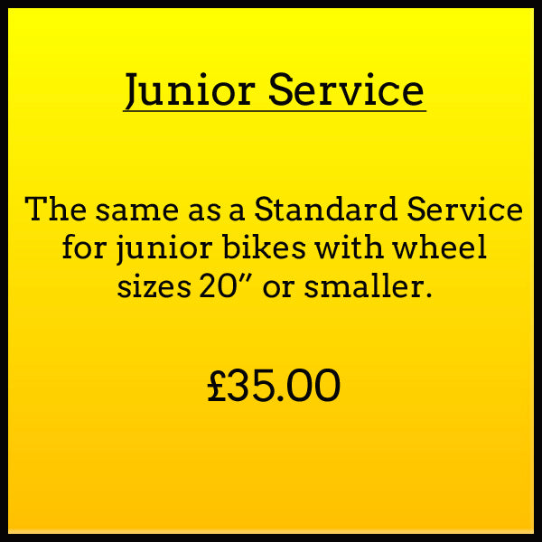 Junior Service. The same as a standard service for junior bikes with wheel sizes 20
