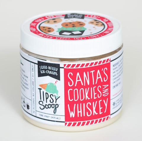 Tipsy Scoop Santa's Cookies and Whiskey Ice Cream with Gotham Cookies Chocolate Chip Cookies